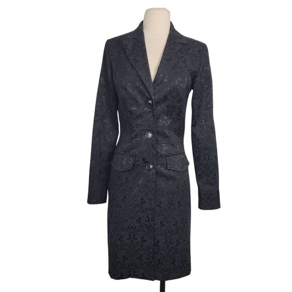 Vtg 90s Charlotte Russe Jacquard Black Jacket Sz 5/6 Button Front Goth Vampire - Picture 1 of 10